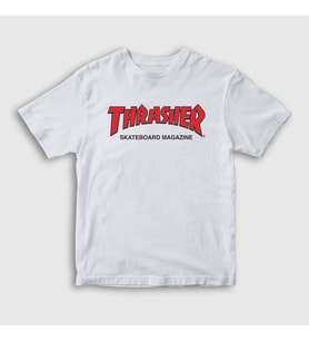 Presmono Unisex Çocuk Beyaz Logo V3 Thrasher T-Shirt 278702tt (Beyaz)