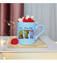 Winnie The Pooh Tasarımlı Kişiye Özel Mavi Türk Kahvesi Fincanı