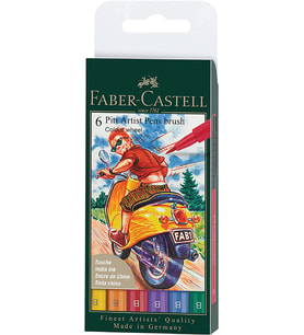 Faber-Castell Pitt Artist Pen Çizim Kalemi Fırça Uç Colour Wheel 6'lı