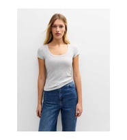 Rooted-Kadın Kare Yaka T-shirt & Bluz , Likralı Fitilli Kaşkorse Kumaş