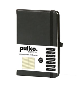 PULKO PND036 KLASİK SERT KAPAK 9x14cm 80gr.196 SAYFA TERMO DERİ ÇİZGİLİ NOT DEFTER - SİYAH