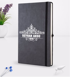 BK Gift Kişiye Özel İsimli Siyah Termo Deri Defter 16x24cm Model 32