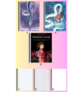 sprited away 3 adet defter A4 büyük boy 72 sayfa çizgili_kareli_çizgisiz defter seti