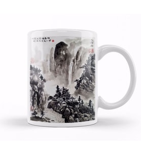 Chinese Landscape Kupa Bardak Porselen
