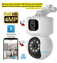 Wifi Çift Kamera (Dünyanın Her Yerinden Canlı Izleme+Hareket Ettirme+Kayıt Yapma + Kayıtları Izleme)