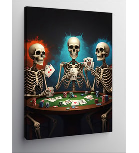 Kanvas Tablo Poker Oynayan İskeletler
