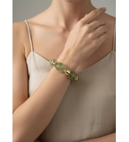 Valmont Accessories Kadın Gold Renk Yeşil İri Kemik Taşlı Bileklik