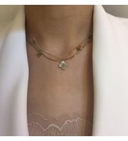 Yonca Çiçek Detaylı Çoklu Çelik Kadın Kolye