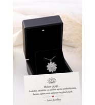 Işıklı Kolye Kutulu Gümüş Mulan Çiçeği Kolye - 925 Ayar Gümüş Kolye