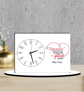Kişiye Özel 24 Kasım Öğretmenler Günü Hediyesi Ahşap Biblo Masa Saati 15*21 CM