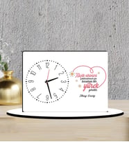 Kişiye Özel 24 Kasım Öğretmenler Günü Hediyesi Ahşap Biblo Masa Saati 15*21 CM