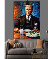 Atatürk Rakı Sofrası Dekoratif Kanvas - Mdf Ahşap Tablo