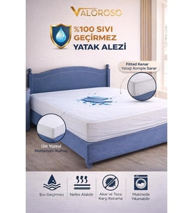 Full Kenar Su Sıvı Geçirmez Yatak Koruyucu Alez – 100x200 / 120x200 / 160x200 / 180x200 cm / 200x200 cm (120x200)