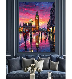 Londra Big Ben Gece Dekoratif Kanvas - Mdf Ahşap Tablo