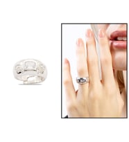 Su Damlası - Yıldız Süslemeli Silver Renk Free Size 925 Ayar Gümüş Kadın Yüzük