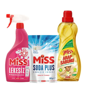 Miss Lekesiz Sprey Soda Plus Beyaz Sabun 500 gr Arap Sabunu 1 lt 3 lü Set