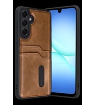 Galaxy A57 5G Sara Kartvizitli Deri Kılıf - Taba
