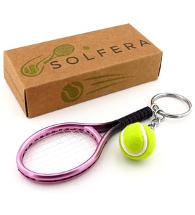 Pembe Renkli Tenis Raketi Ve Topu Pvc Anahtarlık KC349
