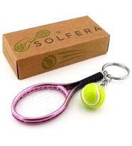 Pembe Renkli Tenis Raketi Ve Topu Pvc Anahtarlık KC349
