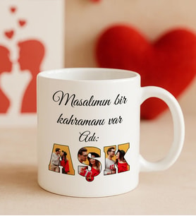 BK Gift Kişiye Özel Fotoğraflı Aşk Tasarımlı Hammer Kulplı Beyaz Kupa Bardak-4, Arkadaşa Hediye, Sevgiliye Hediye, Doğum Günü Hediyesi