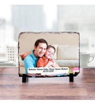 Babaya Hediye Fotoğraf ve Mesajlı Taş Baskı 15x20 (Beyaz)
