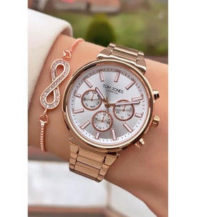 Tom Jones MRD11663 Rose Gold Renk Kadın Kol Saati Bileklik Hediyeli