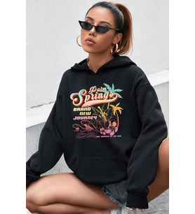 Unisex Oversize Brand New Journey Baskılı Sweatshirt (Siyah)