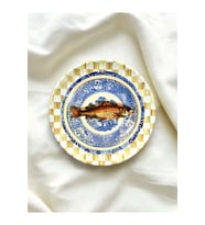 Dekoratif Duvar Tabağı Duvar Süsü Balıklı Tabak Blue Blanc Tabak No:19