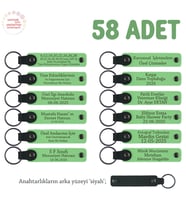 Toplu Tanıtım Etkinliği İçin Hazırlanmış 58'li Promosyon Set,  Yazılı Deri Anahtarlık, F Yeşil & Syh (Fıstık Yeşili)