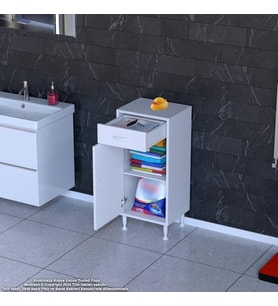 Modilayn SLİM EMİR 35x88x32,5 cm cm Tek Çekmeceli Kapaklı Komidin, Cihaz Koyma sehpası, Setup Masası