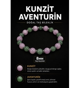 Kunzit Aventurin Doğal Taş Bileklik 8 mm Osmanlı Doğal Taş