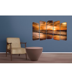 5 Parça 52x42 Gün Batımı Manzaralı Uv Baskılı Mdft Tablo