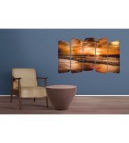 5 Parça 52x42 Gün Batımı Manzaralı Uv Baskılı Mdft Tablo