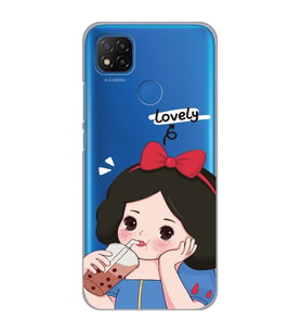 Xiaomi Redmi 9C / 10A Uyumlu Pamuk Prenses Tasarımlı Şeffaf Telefon Kılıfı