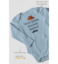 Varsa şekliniz amcamla bekleriz Uzun Kollu Bebek Body %100 Pamuk