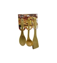 3PCS AHŞAP BAMBU  MUTFAK SERVİS SETİ  KAŞIK=27CM - KEPÇE=27CM - SPATULA=32CM (5343)