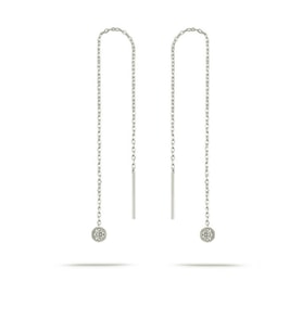 Kadın Gümüş Zirkon Taşlı 8,5 Cm Zincirli Küpe Dgn20938 (Gümüş)