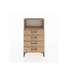 Arges Komodin Tek Raflı 4 Çekmeceli 60x30x106 Çam-Çam