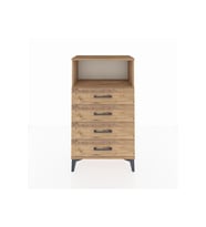 Arges Komodin Tek Raflı 4 Çekmeceli 60x30x106 Çam-Çam