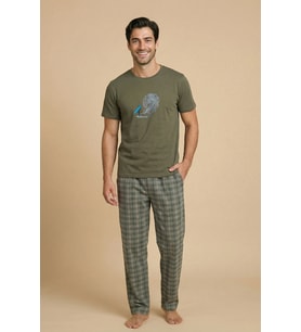 Mirano 8105 Penye Desenli Erkek Yazlık Kısa Kollu Cepli Pijama Takımı