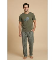 Mirano 8105 Penye Desenli Erkek Yazlık Kısa Kollu Cepli Pijama Takımı