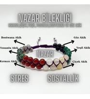 SERTİFİKALI Nazar Bilekliği 6 Çeşit Akikten Oluşan