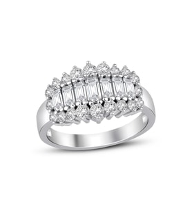 Sky Diamond Baget Etrafı Pırıltılı Taşlarla Çevrili Yarım Tamtur