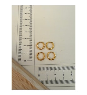 316 L Cerrahi Çelik 1,6mm*8mm Çelik Halka Küpe Gold 4 Adet