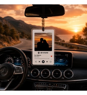 Kişiye Özel Fotoğraflı QR Kodlu Müzik Dikiz Aynası Süsü 6x9