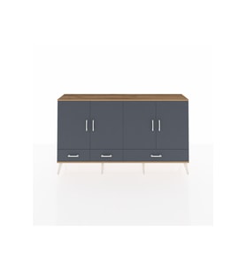 Arges Konsol 6 Raflı 3 Çekmeceli 4 Kapaklı 176x30x99 Çam-Antrasit