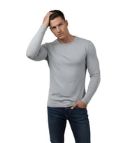 DeepSEA Beyaz Dar Kalıp Likralı %90 Pamuk Erkek Sweatshirt – Vücuda Oturan İnce Penye Sweat 2300423