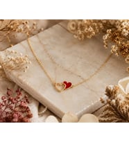 Kişiye Özel 925 Ayar Gümüş Şık Çift Kalp Kolye (Gold)