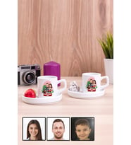 Üç Kişilik Aileye Özel Karikatürlü İkili Concept Türk Kahvesi Fincanı