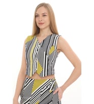 %100 Cotton Desenli Yelek (Hardal)